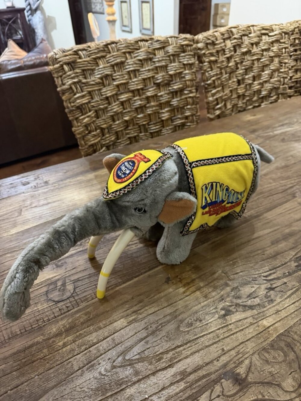1987 Ringling Bros Barnum Bailey Circus King Tusk Plush Stuffed Animal